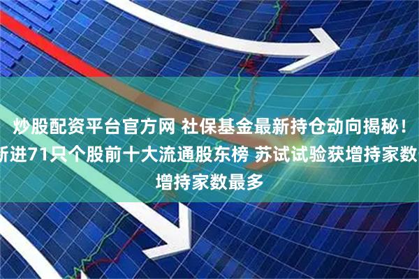炒股配资平台官方网 社保基金最新持仓动向揭秘！Q2新进71只个股前十大流通股东榜 苏试试验获增持家数最多